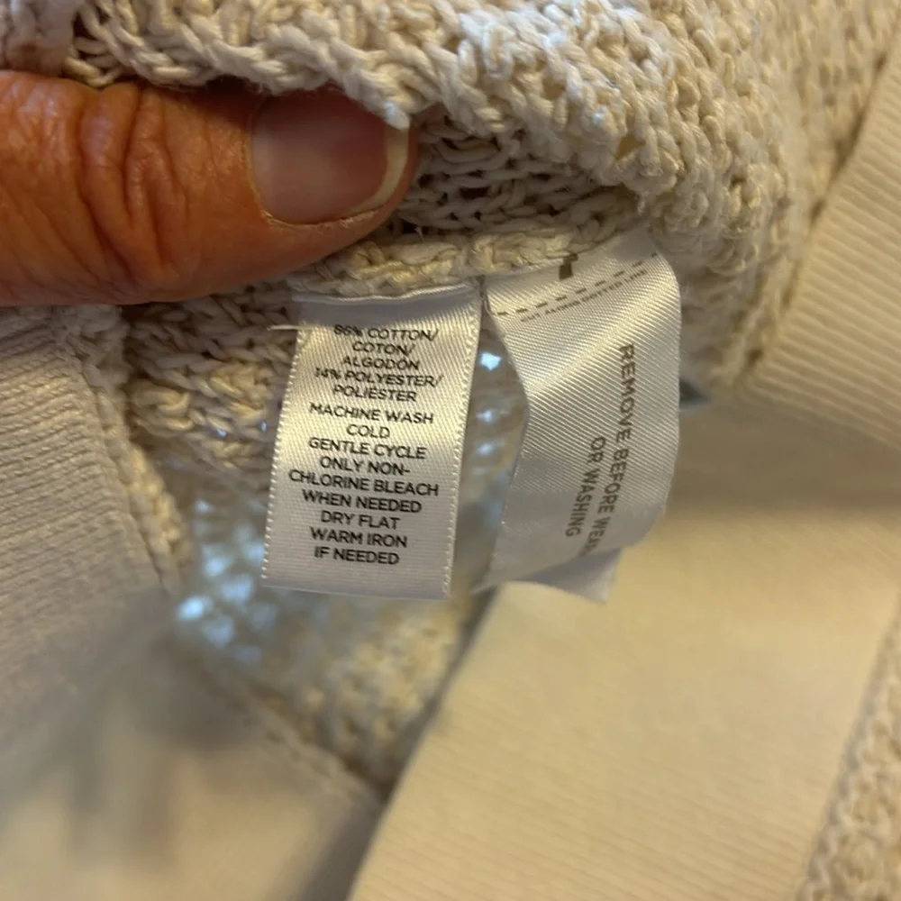 Lou & Grey Cream Cotton Blend Knit Sweater Size Large